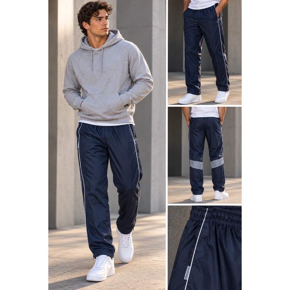 Champion Track Pants XL Navy Blue Mesh Lined Piping Zipper Cuffs #1571